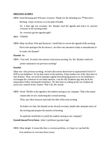 Image result for Sample Meeting Conversation Script