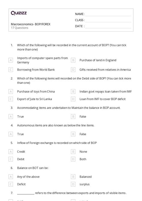 50+ macroeconomics worksheets for 12th Class on Quizizz | Free & Printable