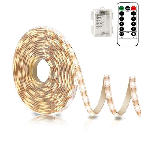 Buy Battery Powered Led Strip Lights with Remote Warm White, 8 Modes ...