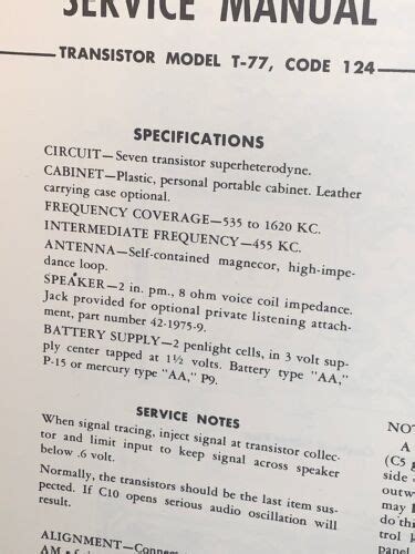 Philco Transistor Radio Model T-77 Service Manual | Ubuy India