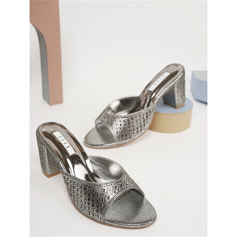 Buy ELLE Silver Women Slip On Sandals Online
