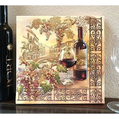 Red and Green The Vineyard Pizazz Print Framed Wall Decor 10" x 10"