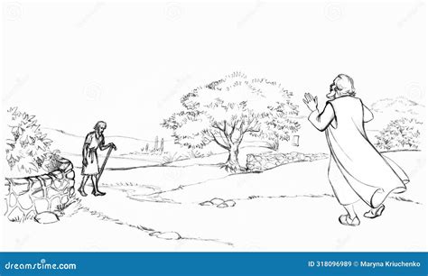 Pencil Drawing. the Prodigal Son Goes Home Stock Illustration ...