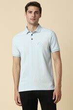 Buy Men Blue Textured Polo Neck T-shirt Online - 39630509 | Allen Solly