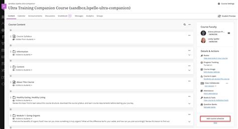 Blackboard Ultra: Course Schedule | TIPS