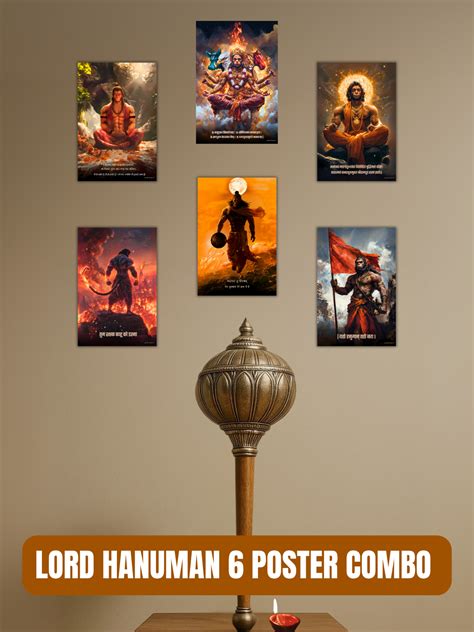 All Lord Hanuman Ji 5 Premium Posters Combo – Bharatvarsh Arts