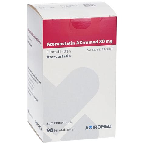 ATORVASTATIN AXiromed 80 mg Filmtabletten Dose 98 St mit dem E-Rezept kaufen - Shop Apotheke