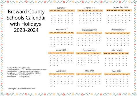 Broward County Schools Calendar - US School Calendar