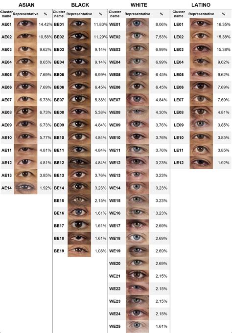 Taxonomy of human eyes based on ethnic grouping. | Eye shape chart, Eye ...