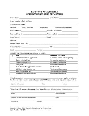 Fillable Online comsa Sanctions attachment a open water sanction ...