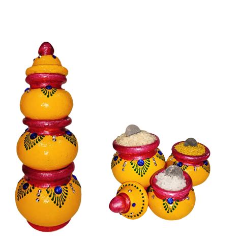 Buy HIMAVAT Pottery Shop Handmade Terracotta Clay kubera Lucky Pot Set ...