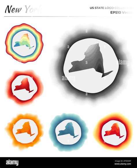 New York logo collection. Colorful badge of the US state. Layers around ...