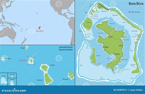 Bora bora map stock vector. Illustration of politically - 53387811