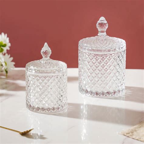 Transparent Crystal Glass Small Candy Jar 250 ml Online - Premium Jar ...