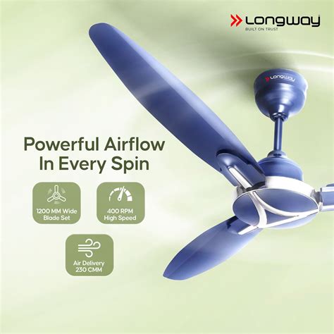 Longway Zephyr 1200mm BLDC Ceiling Fan Silver Blue – Remote Control ...