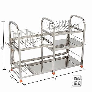 Buy AMOL® Premium Stainless Steel Dish Rack | Wall Mount Stand ...