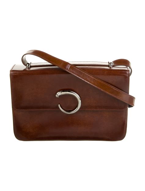 Cartier Leather Panthere Shoulder Bag - Brown Shoulder Bags, Handbags ...