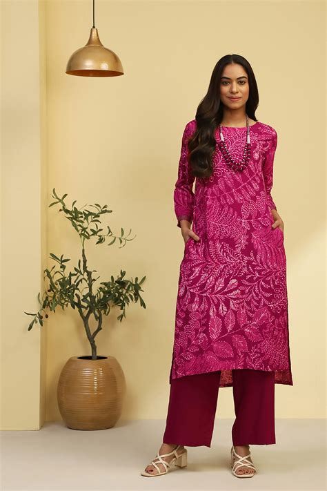 Buy Purple Printed Straight Kurta Set Online at Biba India