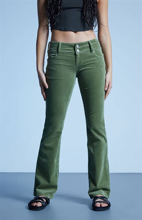 PacSun Green Corduroy Low Rise Bootcut Jeans | PacSun