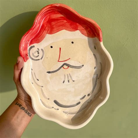 Buy Decorative Ceramic Santa Cloud Plates - Green - Perfect Christmas ...