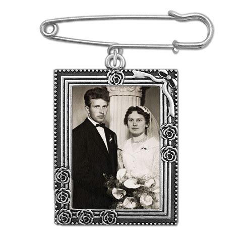 Wedding Boutonniere Bouquet Charm Pin Rose Portrait Frame Photo Charm ...