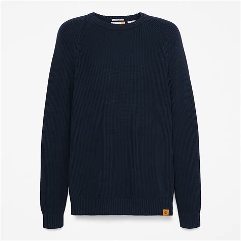 Rib-knit Raglan Jumper for Men in Dark Blue