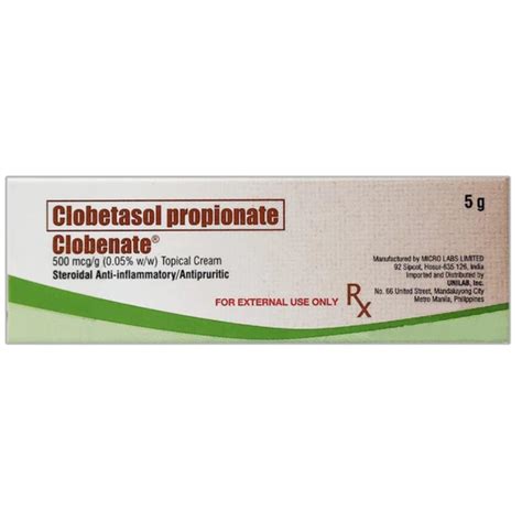 CLOBENATE Clobetasol Propionate 500mcg / g (0.05% w/w) Topical Cream 5g price in the Philippines ...