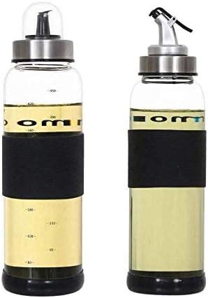 Femora Borosilicate Glass Oil Dispenser with Lid, 500ml Set of 2, Clear ...