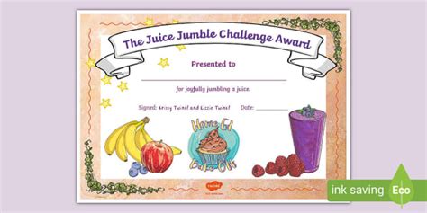 Bake-Off Challenge Juice Jumble Week Certificate - Twinkl
