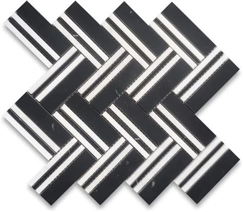 Buy Stone Center Online Nero Marquina Black Marble 1x4 Herringbone ...