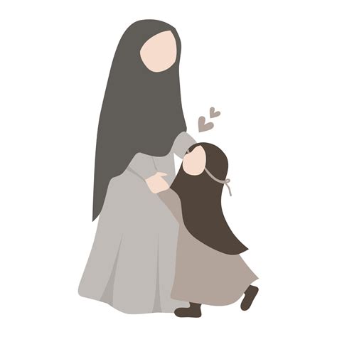 Happy mother and daughter wearing hijab 15279506 Vector Art at Vecteezy