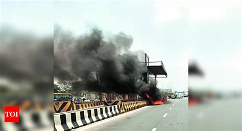 Tata Safari goes up in flames on Delhi-Meerut Expressway | Ghaziabad ...