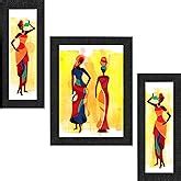 SAF UV Textured Buddha Print Framed Painting Set of 3 for Home ...