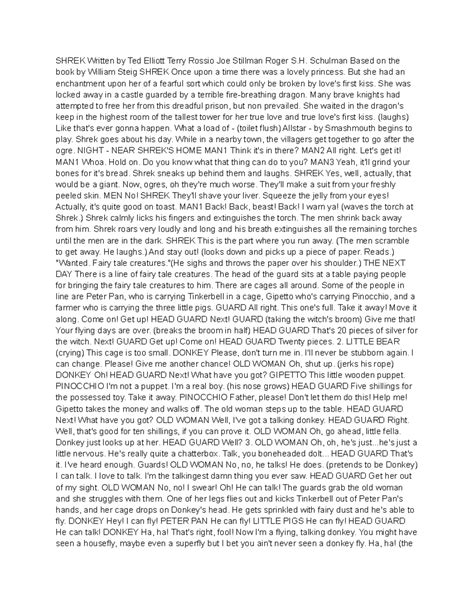 Shrek movie script - SHREK Written by Ted Elliott Terry Rossio Joe ...