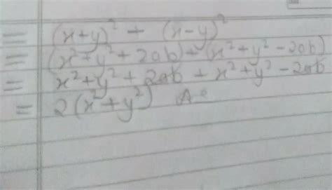 Find the value (x+y)^2+(x-y)^2 - Brainly.in