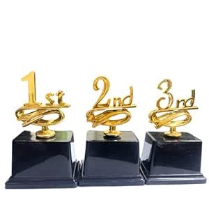 Trophy Awards Set with Gold Finish, 1st 2nd 3rd Place Trophies, Black ...