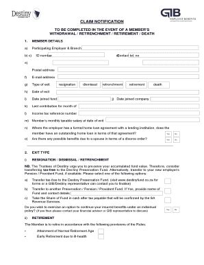 Claim Notification - GIB - Fill and Sign Printable Template Online