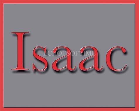 Isaac Name Art in Red and Gray | Unique Baby Names