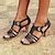 Women's Brown Strappy High Heel Sandals with Gold Ring Accents ...