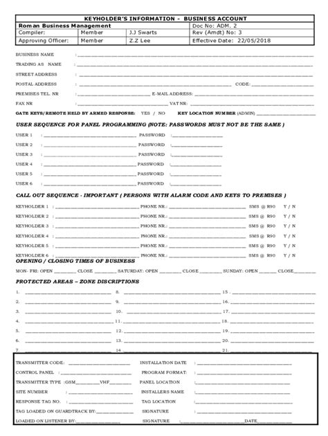 Fillable Online CLIENT INFORMATION / KEYHOLDERS INFORMATION Fax Email ...