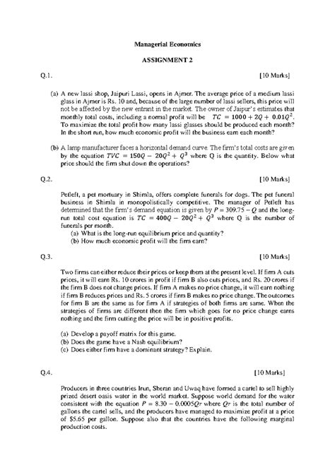 Practice Question Set 2 Managerial Economics - Managerial Economics ...