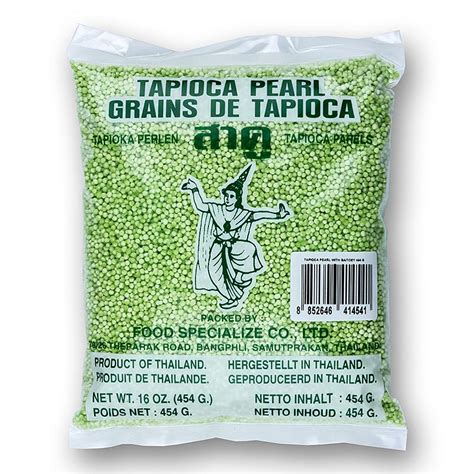 Perolas de tapioca, verdes, com aroma de pandanus, 454g, bolsa ...