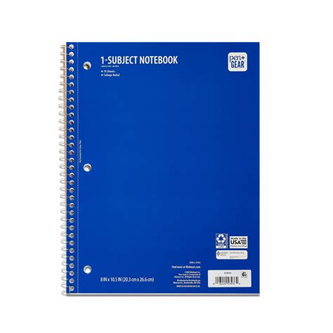 Pen+Gear 1-Subject Notebook, College Ruled, Blue, 70 Sheets - Walmart.com