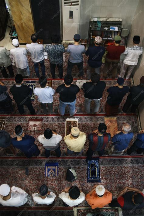 Muslim peoples do tarawih prayer at mosque congregational prayer ...