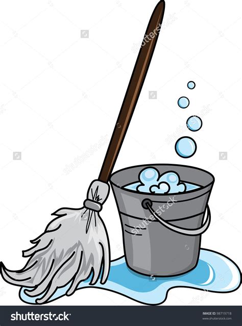Clip art illustration of a cleaning bucket filled with soapy water and ...