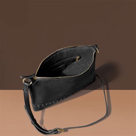 Black Faux Leather Stitch Detail Sling Bag For Women - Accessorize India
