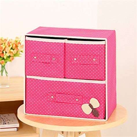 LAZYKARTS® New 1 Pcs Folding 3 Drawer Fabric Storage Box Organizer ...