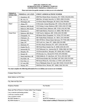 Fillable Online Customer Carrier Agreement - Apex Oil Company Fax Email ...