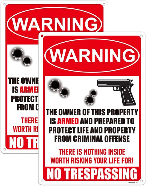 Amazon.com : Ovyxely No Trespassing Sign Gun Signs for Home Security ...