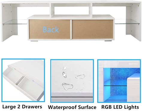 Goujxcy TV Stand for 65 inch TVs, Entertainment Center with LED Lights ...